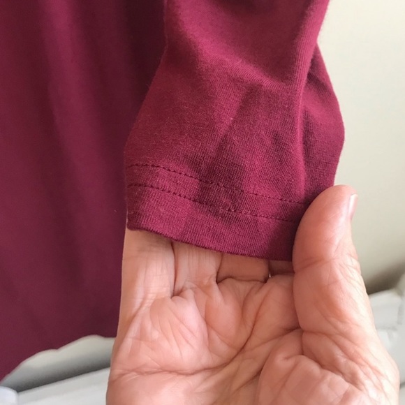 PATTYBOUTIK LONG SLEEVE BURGUNDY BOAT NECK DRESS STRETCH KNIT FORM FIT - Picture 6 of 7